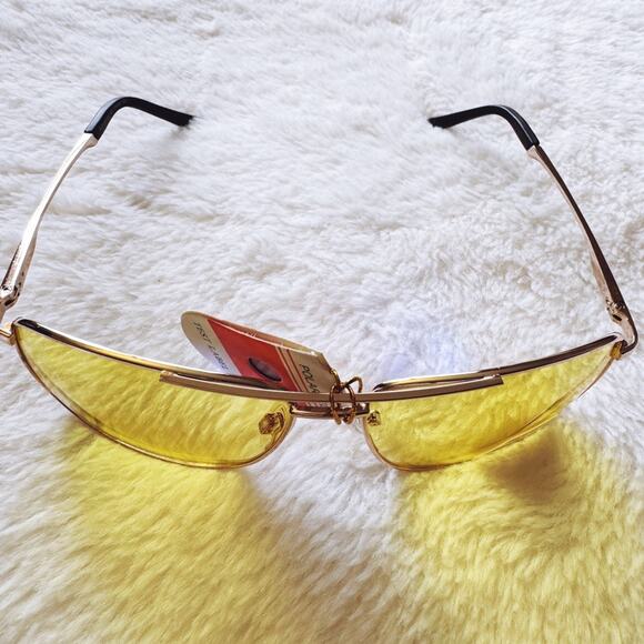 Oscar Clear Yellow w/ Gold Rim Aviator Sunglasses - Picture 4 of 11